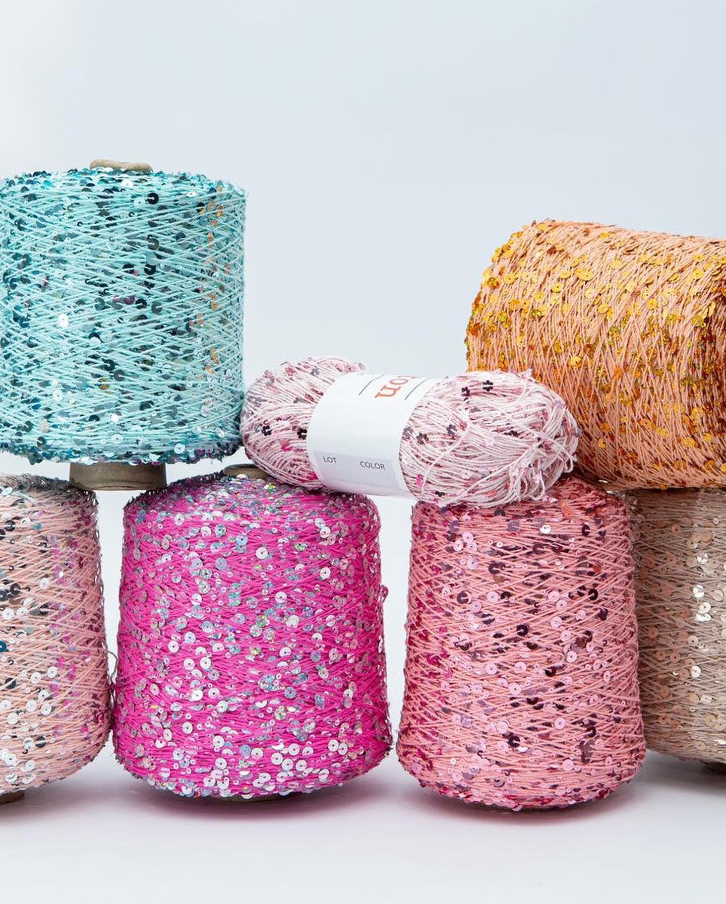 SEQUIN COTTON YARN, Sparkle Yarn, Crochet Yarn, Knitting Yarn, Nuno Felting, Beaded Yarn, Yarn With paillettes, 6mm&3mm Sequins Cotton Yarn