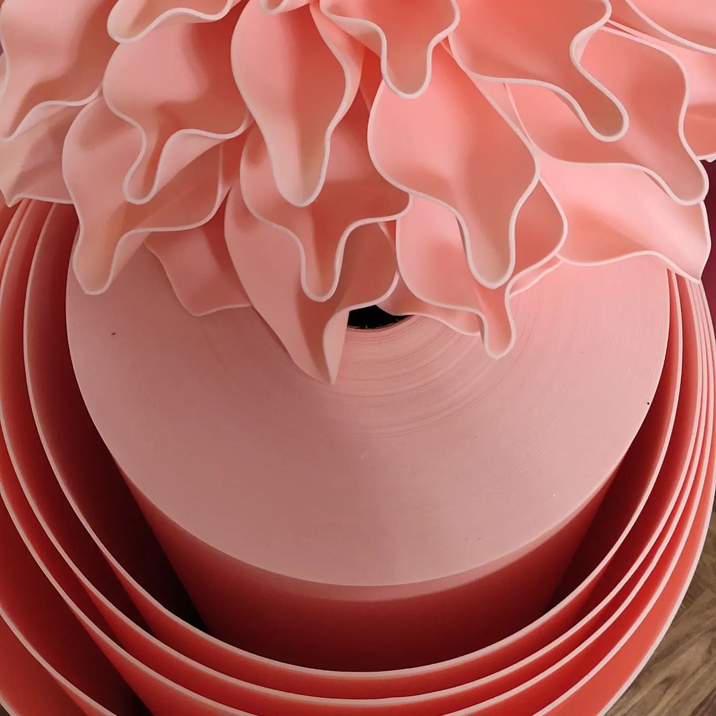 Pastel lavender giant foam tulip from Izolon, graceful cupped petals on tall stem. Elegant spring wedding freestanding or backdrop flower.