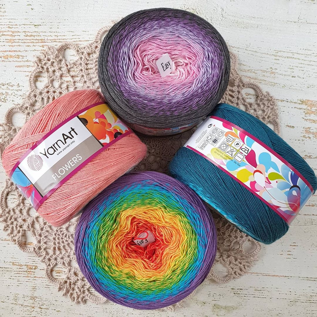 Colorful Cake Yarn, YarnArt Flowers Merino, 25% Wool Yarn, Merino Yarn Flowers, Rainbow Merino Yarn,Gradient Yarn Wool, Blanket, Shawl Yarns