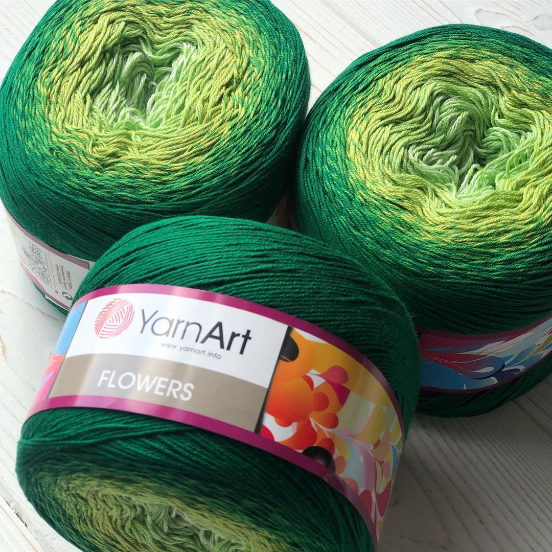 YARNART FLOWERS, 49 COLORS, Multicolor Knitting Yarn, Shawl Yarn, Crochet Yarn, Cake Yarn, Summer Yarn, Gradient Yarn 8.80 Oz, 1093.60 Yds