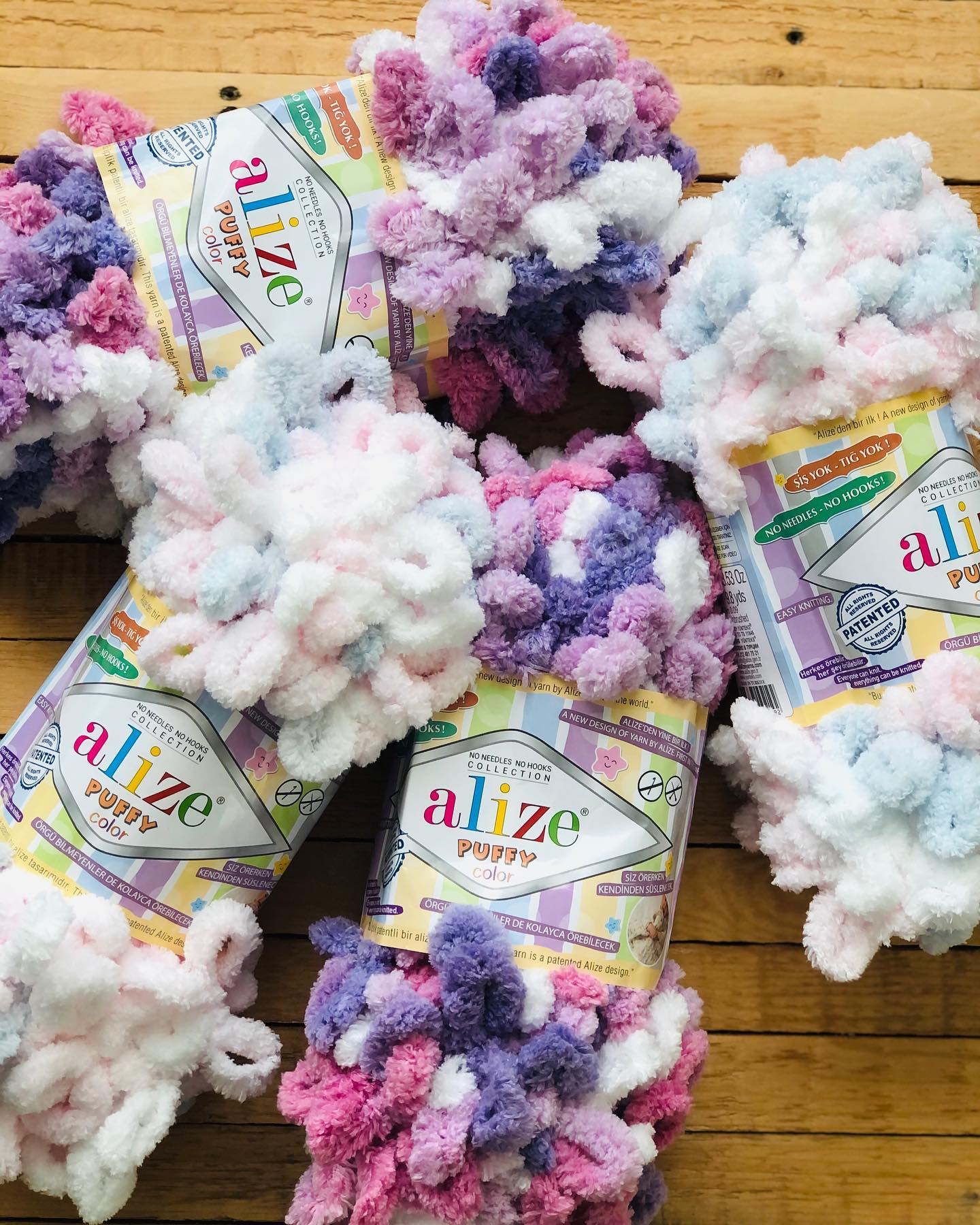 Luxurious soft Alize Puffy Color pillow handmade from jumbo loop yarn, fluffy home decor accent