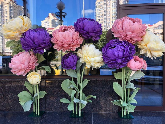 Large Paper Flowers Peony (Composition 5 flowers)