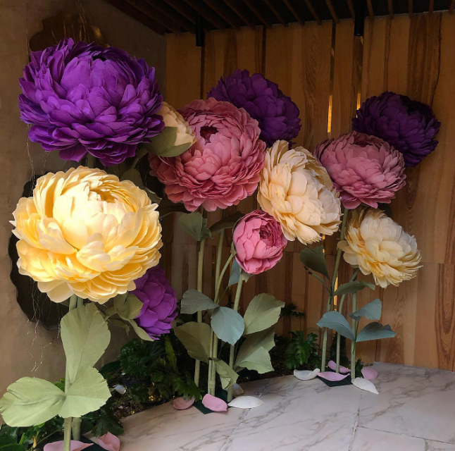 Large Paper Flowers Peony (Composition 5 flowers)