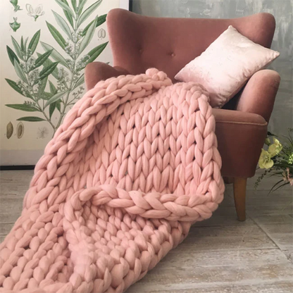 Blush Knit Blankets, Thick Knit Blankets, Big Knit Blankets, Huge Knit Blankets, Knit Throw Blankets, Large Blankets 60x75inc (152x191cm)