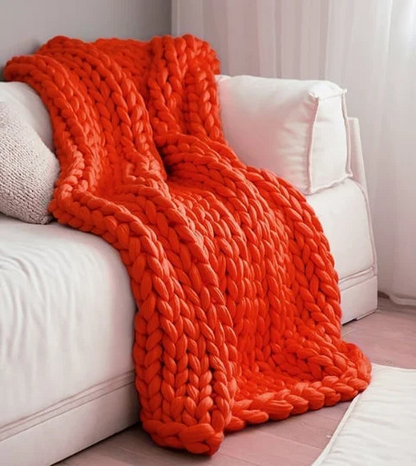 Chunky knit throw, Chunky knit blanket, giant knit blanket, merino wool blanket, chunky blanket, large knit blanket, big knit blanket 40x75inc (101x191cm)