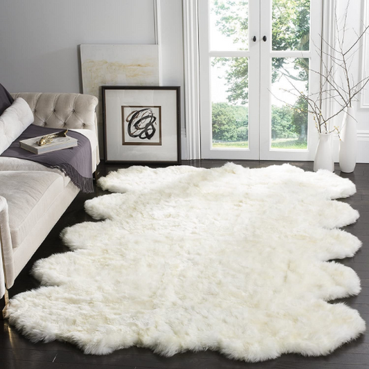 Genuine natural sheepskin rug 78x94 inches (10 skins)