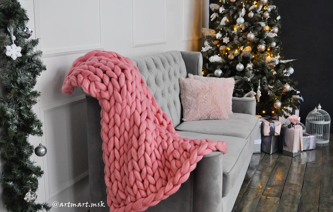 Chunky knit throw, Chunky knit blanket, giant knit blanket, merino wool blanket, chunky blanket, large knit blanket, big knit blanket 40x75inc (101x191cm)