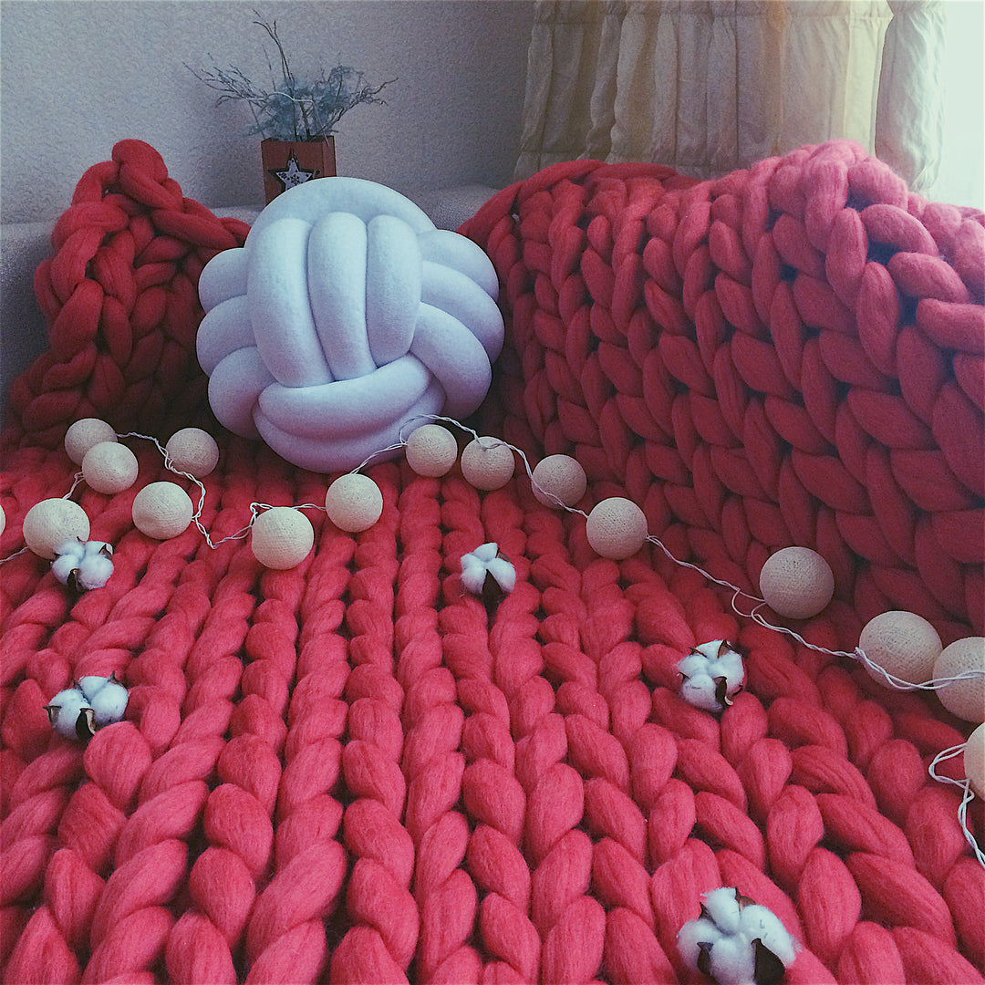 Blush Knit Blankets, Thick Knit Blankets, Big Knit Blankets, Huge Knit Blankets, Knit Throw Blankets, Large Blankets 60x75inc (152x191cm)