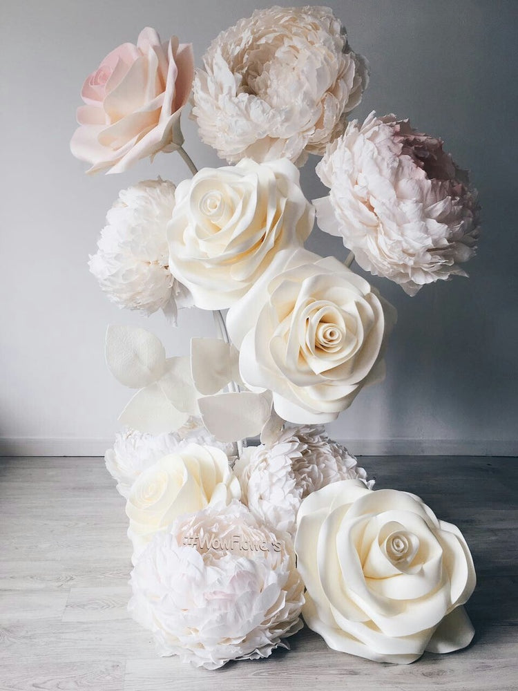 Large paper flowers Roses and Peon (Composition 11 flowers)