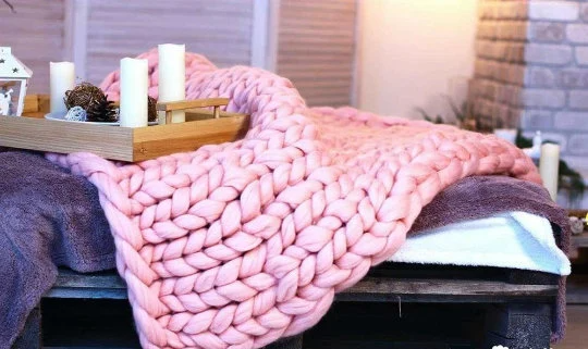 EXPRESS DELIVERY for CHRISTMAS chunky Knit Blanket, Premium Quality Softest Merino Wool Blanket, Chunky Knit Throw, Christmas Gift 40x50inc (101x127cm)