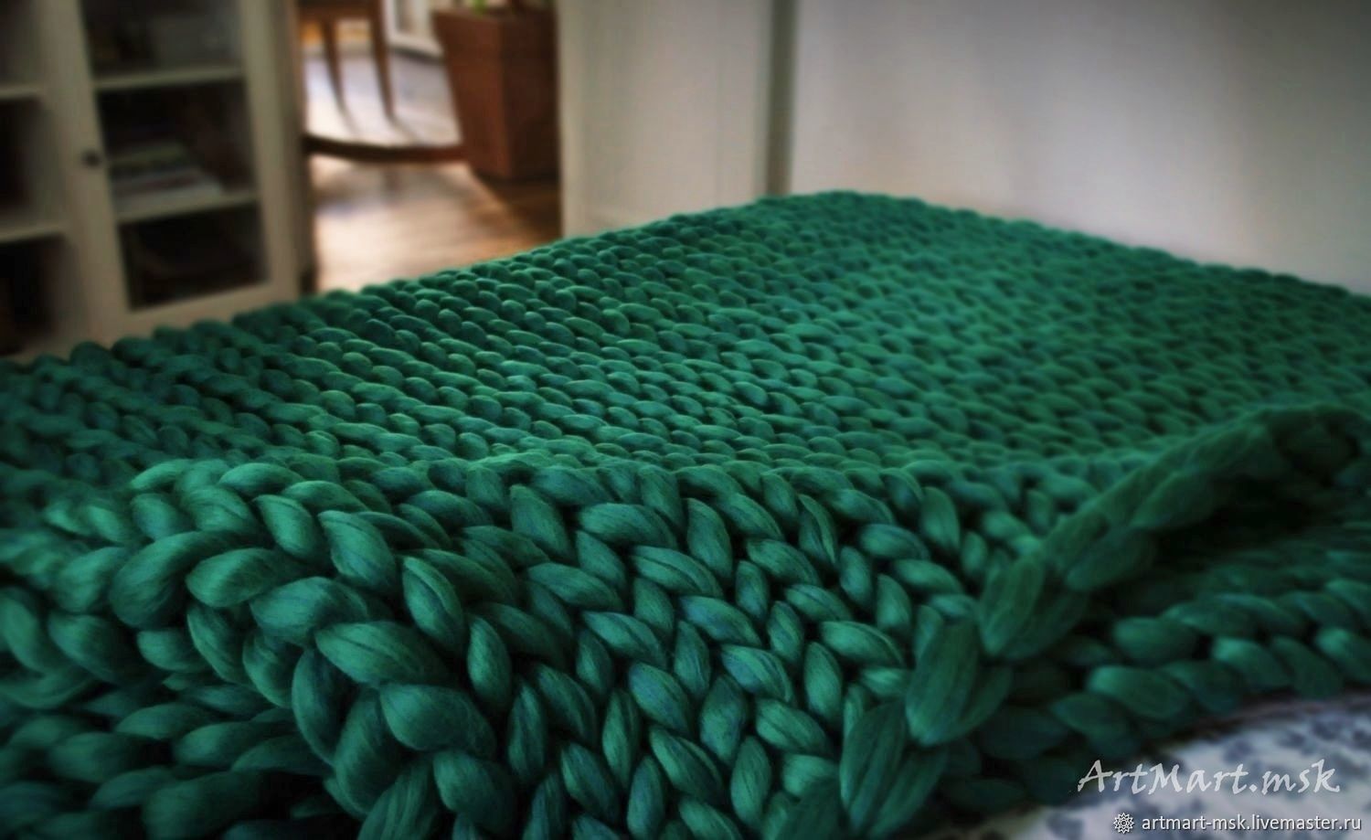 Arm knit blanket merino wool 40x60inc (101x152cm)
