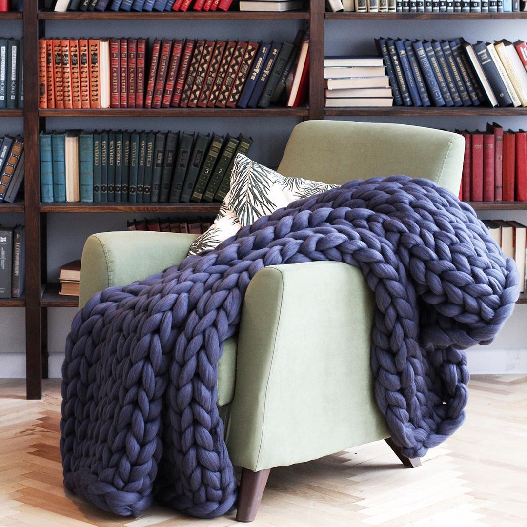 Chunky knit blanket, Arm knitting throw, Home decor, Baby shower gift