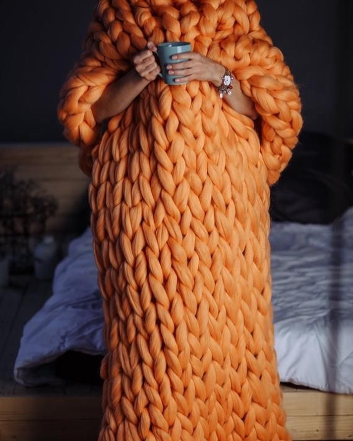 Chunky knit blanket, Arm knitting throw, Home decor, Baby shower gift