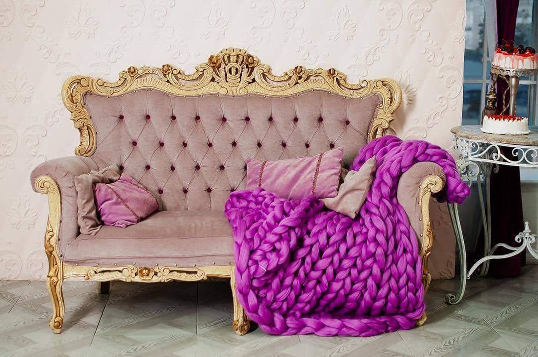 Chunky knit blanket. Premium merino wool blanket. Chunky knit throw. Arm knit blanket. 39 x 80 inches (99 cm x 203 cm) - FuzzyRoom