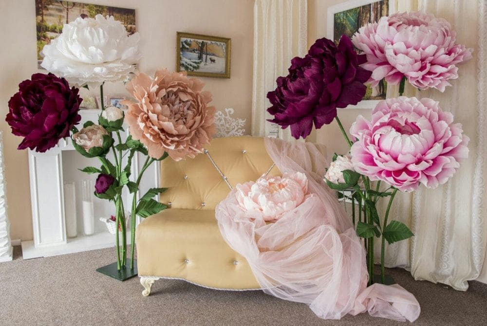 Large paper flowers Peony -  2 composition of 5 flowers - FuzzyRoom