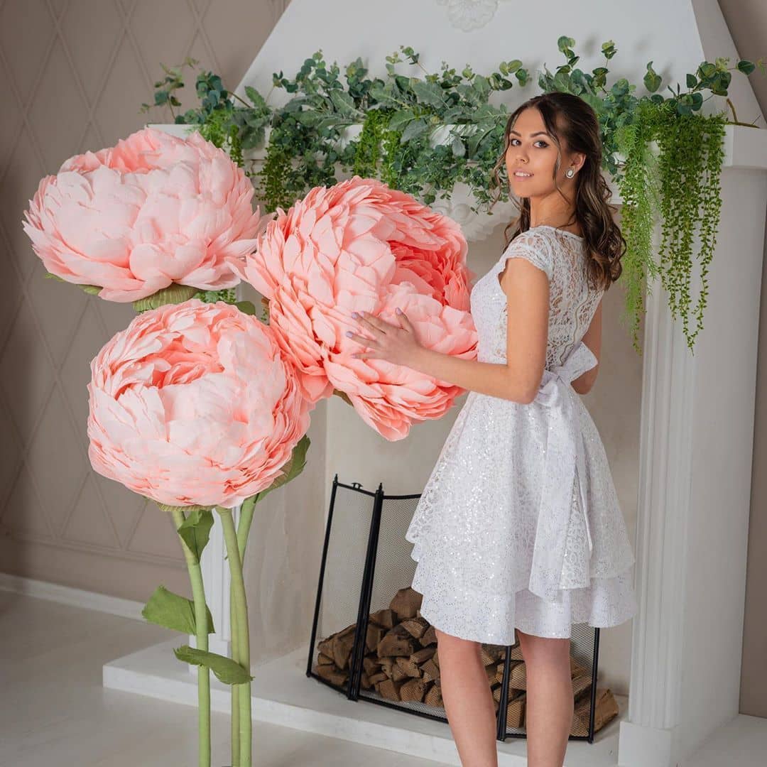 Large paper flowers. Interior peon - 100 cm (3.3 ft) - FuzzyRoom