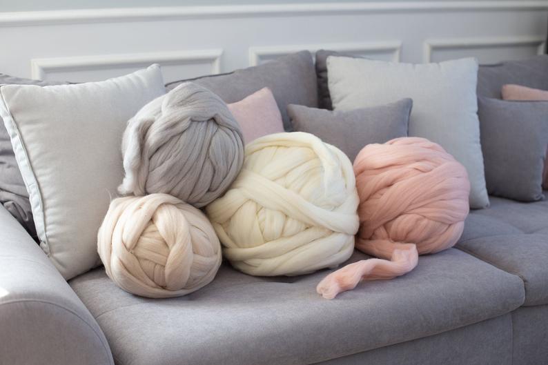 Merino Wool, Super Chunky Yarn - color from DARK MARENGO - FuzzyRoom