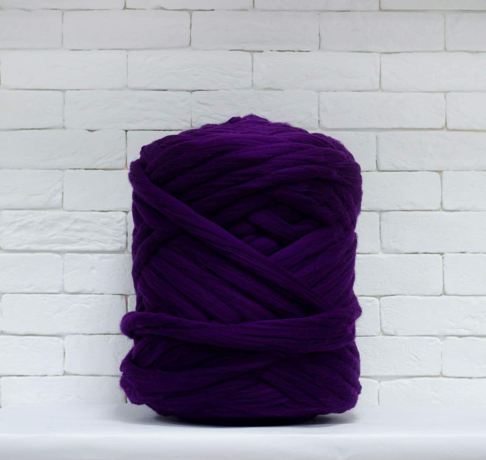 Merino Wool, Super Chunky Yarn - color from EGGPLANT - FuzzyRoom