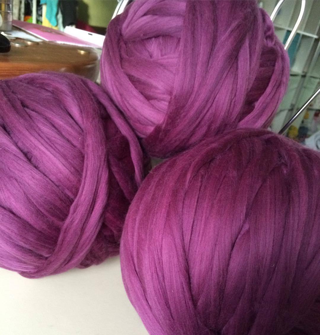 Merino Wool, Super Chunky Yarn - color from EGGPLANT - FuzzyRoom