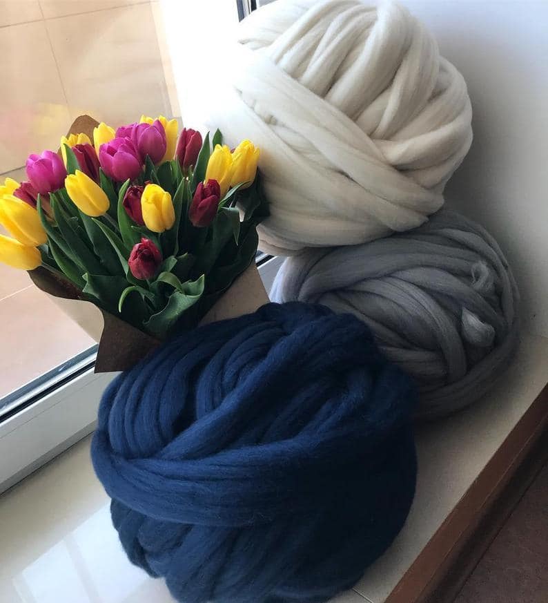 Merino Wool, Super Chunky Yarn - color from GRASSY - FuzzyRoom