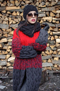 Knitting Cardigan Merino Wool Coat "Braid Melange"