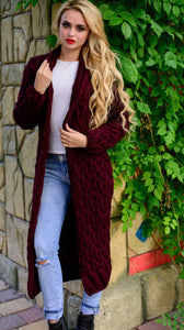 Knitting Cardigan Merino Wool Coat "Long Braid"