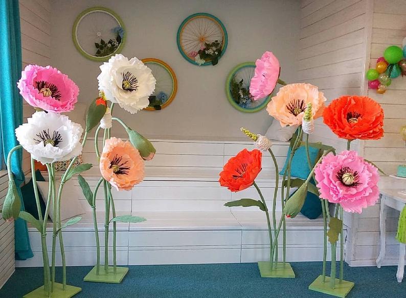 Large Paper Flowers "Poppy"(Composition 8 flowers)